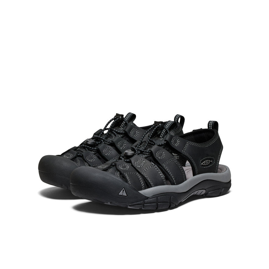 Sandales en cuir Newport pour hommes Noir/Gris acier -  2