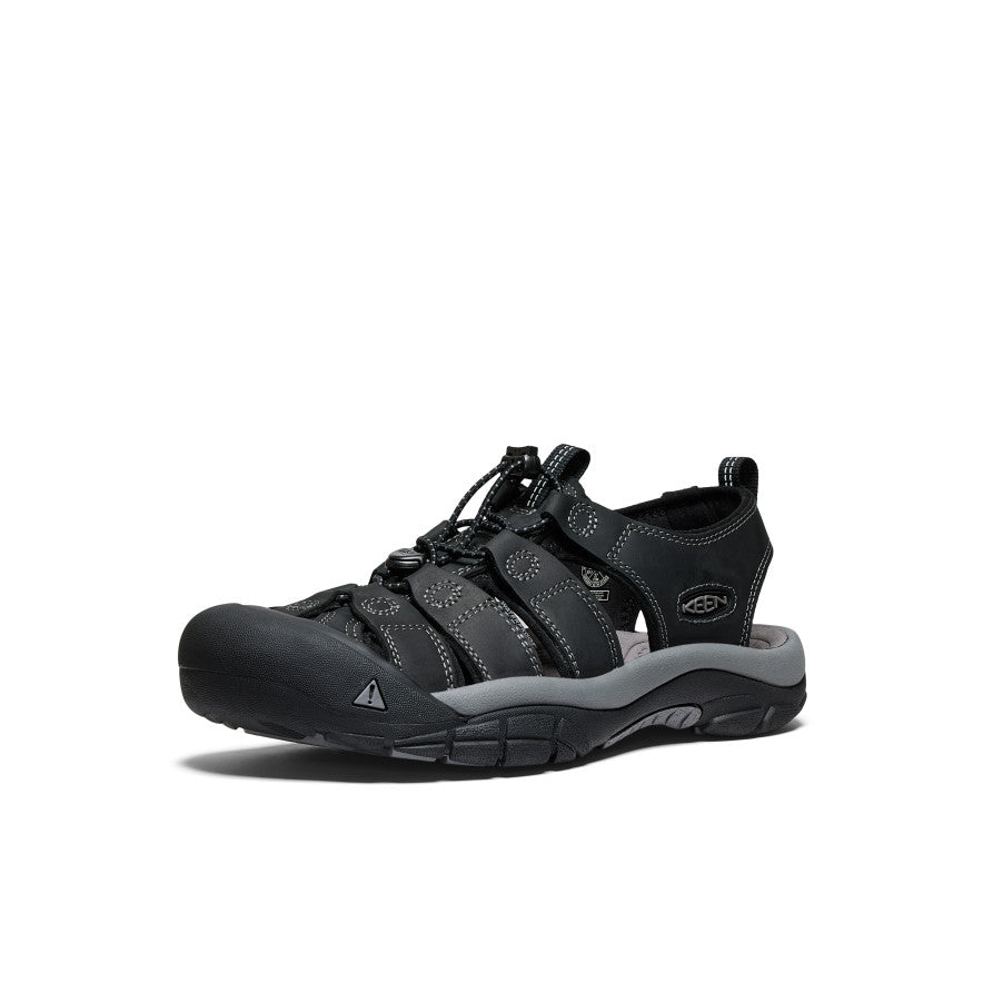 Sandales en cuir Newport pour hommes Noir/Gris acier -  3